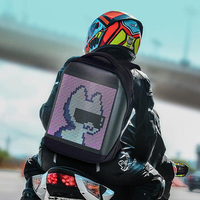 16 Inches LED Motorcycle Backpack with Programmable Full Color Screen Waterproof Riding Backpack for Men And Women